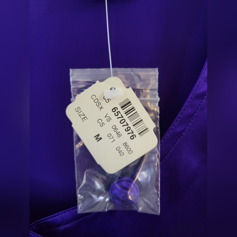 NWT Vintage Victoria’s Secret Gold Label 100% Silk Sleep Shirt Purple Medium - Picture 4 of 9